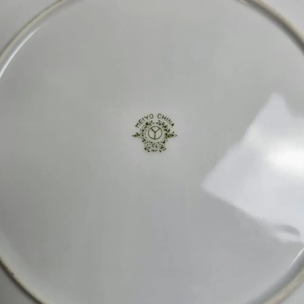 Vintage Meiyo China Nippon 1940s Silver Lithopane set of 4 plate 10 inch